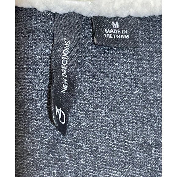 New Directions Open Front Gray Cream Sherpa Vest Size M - Picture 3 of 5